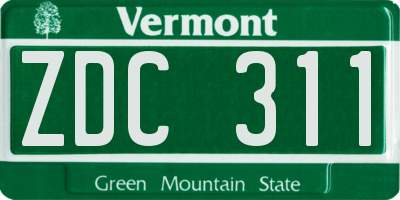 VT license plate ZDC311