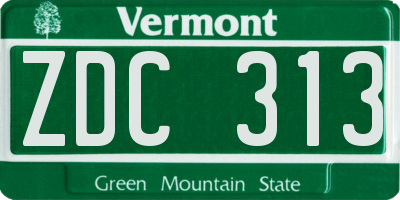 VT license plate ZDC313