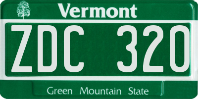 VT license plate ZDC320