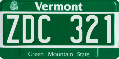VT license plate ZDC321