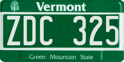 VT license plate ZDC325