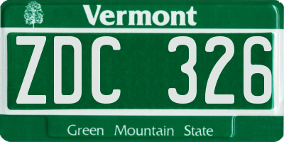 VT license plate ZDC326