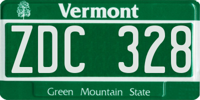 VT license plate ZDC328