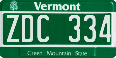 VT license plate ZDC334
