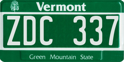 VT license plate ZDC337