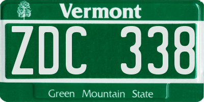 VT license plate ZDC338