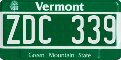 VT license plate ZDC339