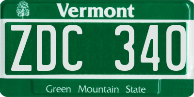 VT license plate ZDC340