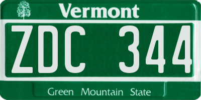 VT license plate ZDC344
