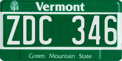 VT license plate ZDC346