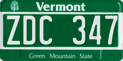 VT license plate ZDC347