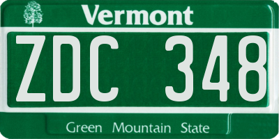 VT license plate ZDC348