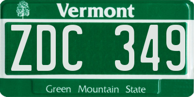 VT license plate ZDC349