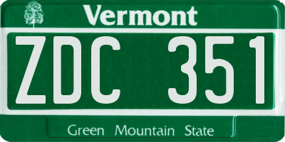VT license plate ZDC351