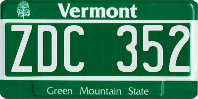 VT license plate ZDC352