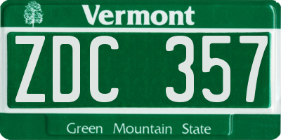 VT license plate ZDC357