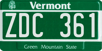 VT license plate ZDC361