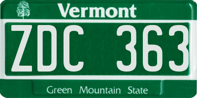 VT license plate ZDC363
