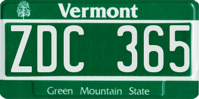VT license plate ZDC365