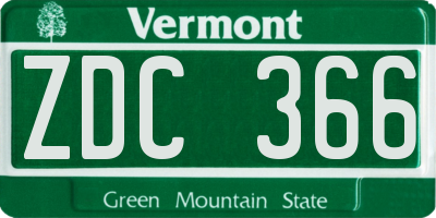 VT license plate ZDC366