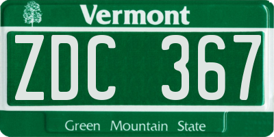 VT license plate ZDC367