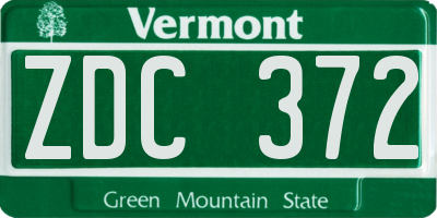 VT license plate ZDC372