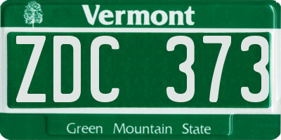 VT license plate ZDC373