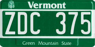 VT license plate ZDC375