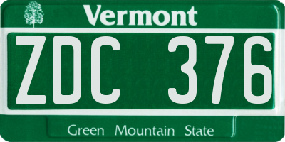 VT license plate ZDC376
