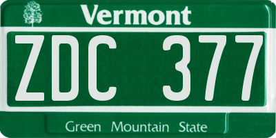 VT license plate ZDC377
