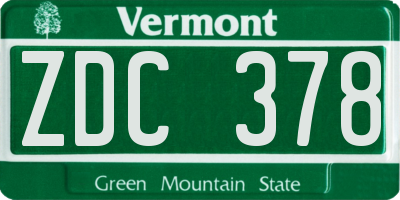 VT license plate ZDC378