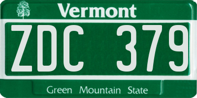 VT license plate ZDC379