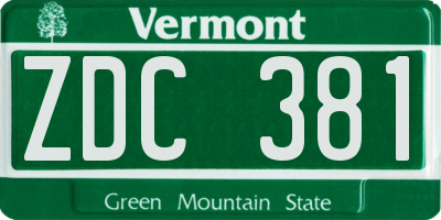 VT license plate ZDC381