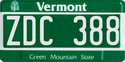 VT license plate ZDC388