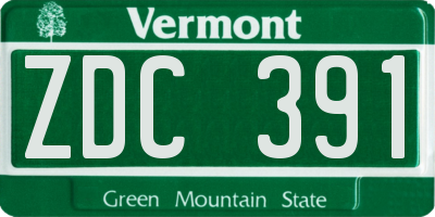 VT license plate ZDC391