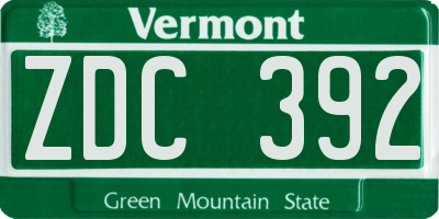 VT license plate ZDC392