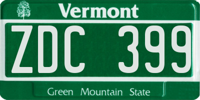 VT license plate ZDC399