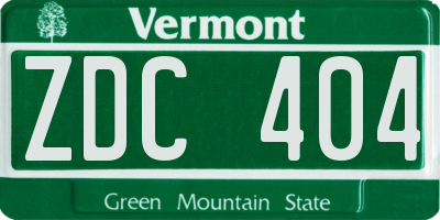 VT license plate ZDC404