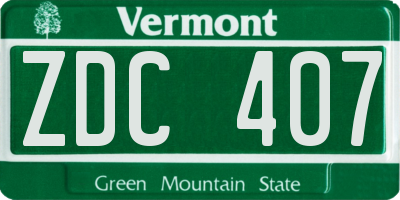 VT license plate ZDC407