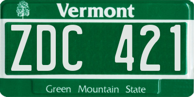 VT license plate ZDC421