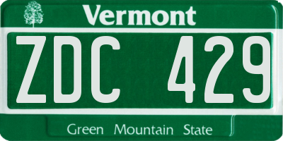 VT license plate ZDC429
