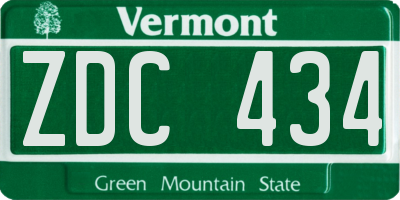 VT license plate ZDC434