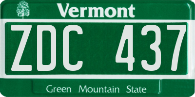 VT license plate ZDC437