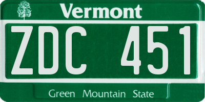 VT license plate ZDC451