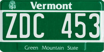 VT license plate ZDC453