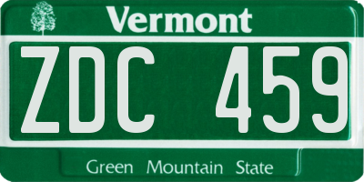 VT license plate ZDC459