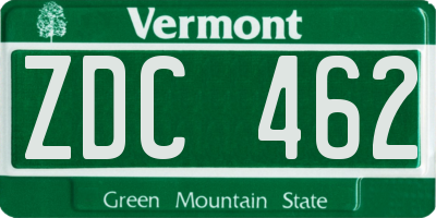 VT license plate ZDC462