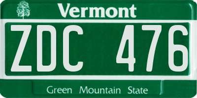 VT license plate ZDC476