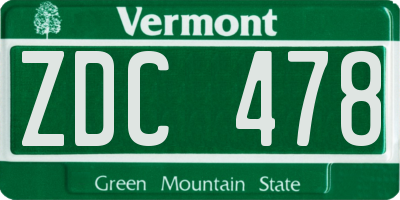 VT license plate ZDC478