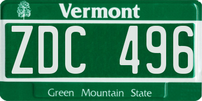VT license plate ZDC496